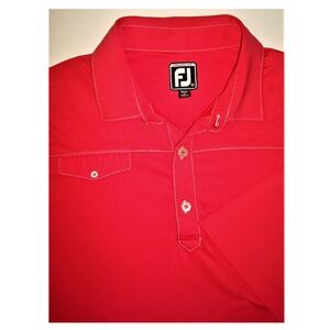 FOOTJOY "Athletic Fit" Pink w/ White Stitching & Pocket Golf Polo Shirt